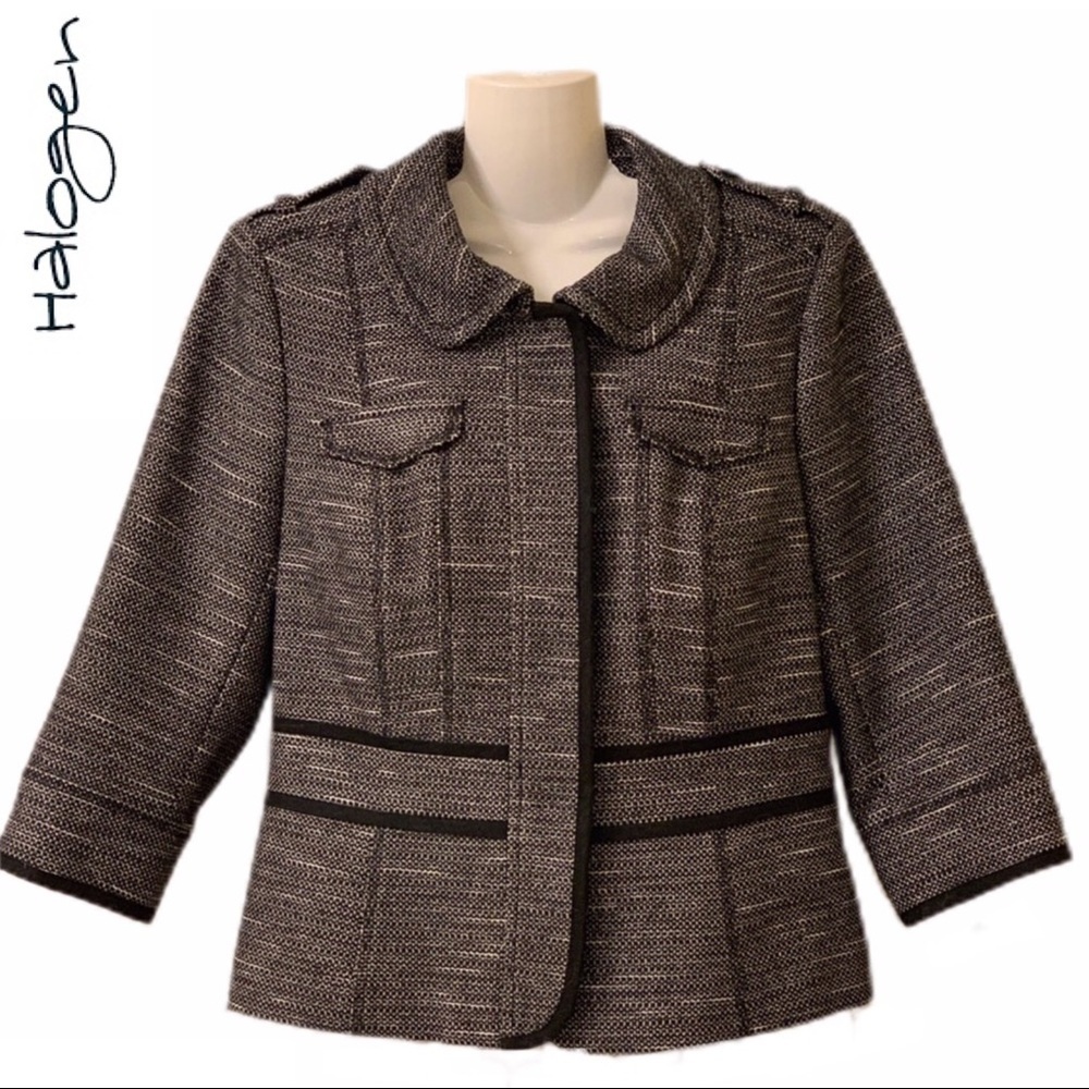 Halogen B/W Tweed Jacket Size 6P NWT